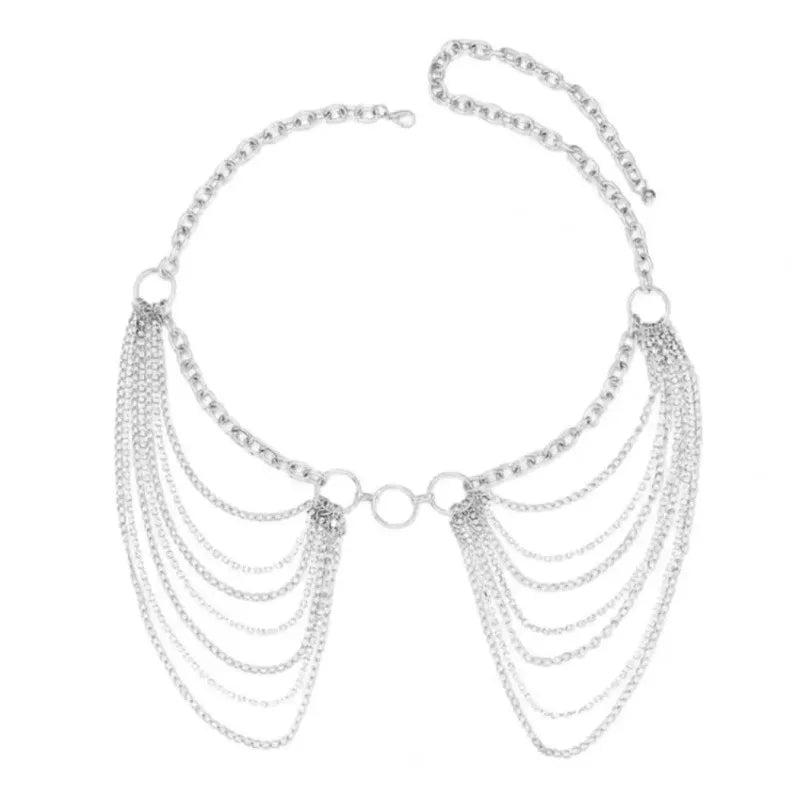 Waist Chain Jewelry Adjustable Harness Belly Chain Multi Layer Tassel Belly Chain Sexy Waist Corset Belt Clothing for Women