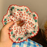 Beautiful Embroidered Large Scrunchies Elastic Hair Bands Hair Ties Women Sweet Hair Accessories Ponytail Holder Head Rope