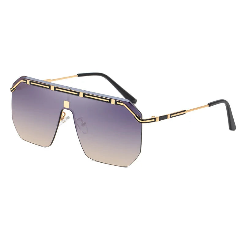 49245 One Lens Sunglasses Rimless Oversized Men Women Fashion Shades UV400 Vintage Glasses