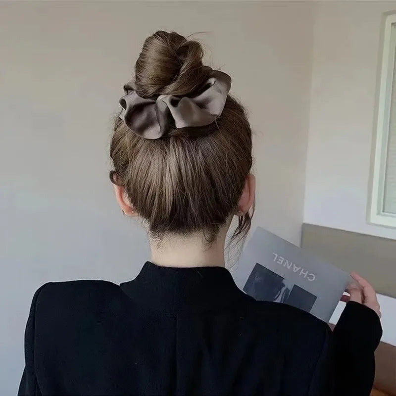 1pcs Women Silk Satin Scrunchies Korean Ladies Girls Korean Elastics Hair Band Ponytail Hold Hair Tie Satin Hair Accessories