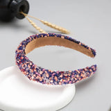 Women Headband Artificial Crystal Embellished Wide Band Headwear Elastic Anti-slip Luxury Fashion Ladies Hair Hoop Accessories 