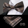 Hi-Tie Brand Silk Pre-tied Men's Bow Tie Hanky Cufflinks Set Bowtie for Male Jacquard Solid Paisley Floral Wedding Business Gift