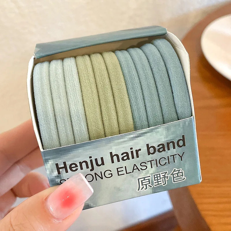 Nylon Rubber High Elastic Hair Bands Hair Ties Women Girls Candy Basic Ponytail Holder Scrunchies Gum Ropes Hair Accessories Set