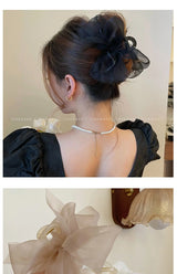 New Mesh Bow Grip Clip Female Ponytail Braid Hair Claw Clip Elegant Girl Hair Clip Hair Accessories Gift Headdress