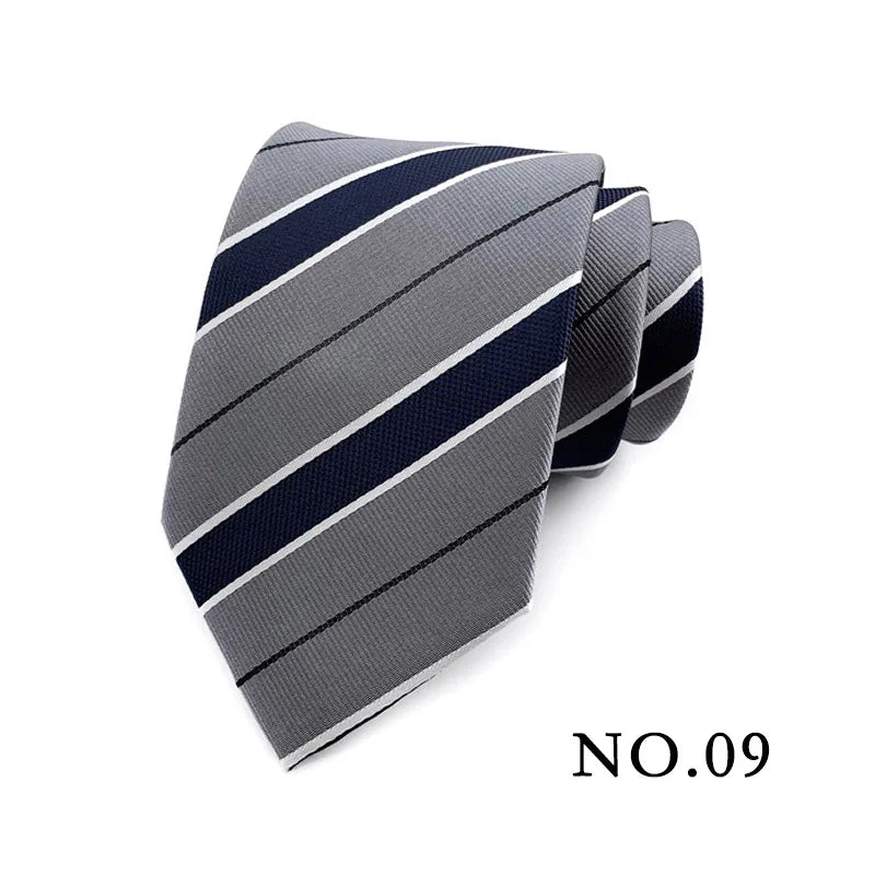 New 8cm Mens Tie Striped Patterned Man Necktie Neck Tie Jacquard Woven Ascot Cravat Neckwear For Gentleman Wedding  Party