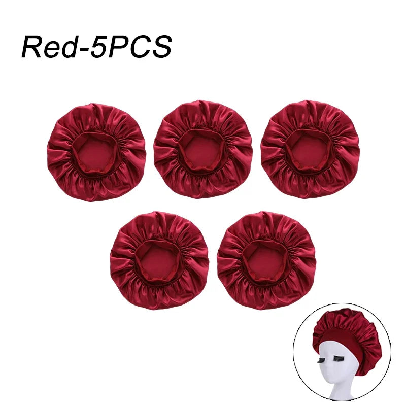 New Women's Satin Solid Wide-brimmed Sleeping Hat Unisex Head Wrap Elastic Band Cap Hair Care Bonnet Night Hat bonnet de nuit