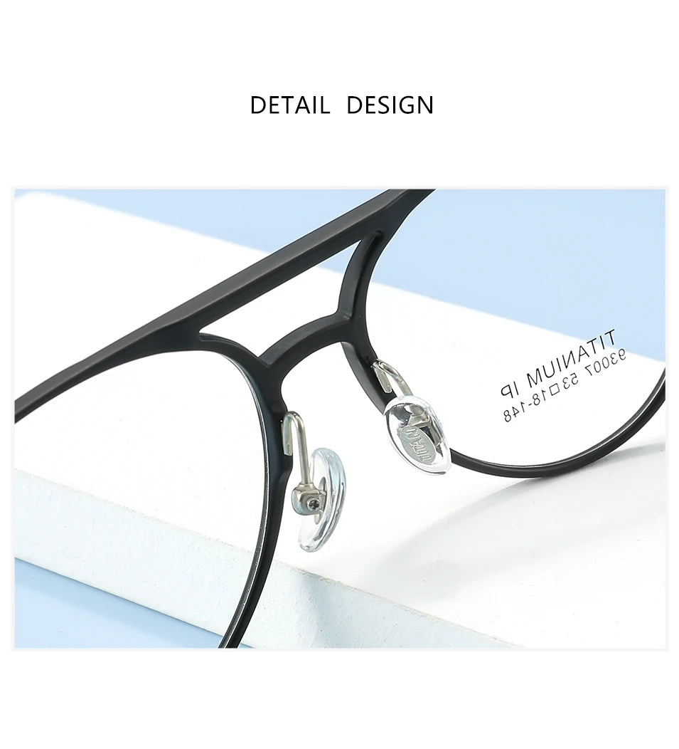 3 In 1 Pure Titanium Women Double Beam Glasses Frame With Polarized Clip On Sunglasses And Night Vision Men Half Rim Eyewear
