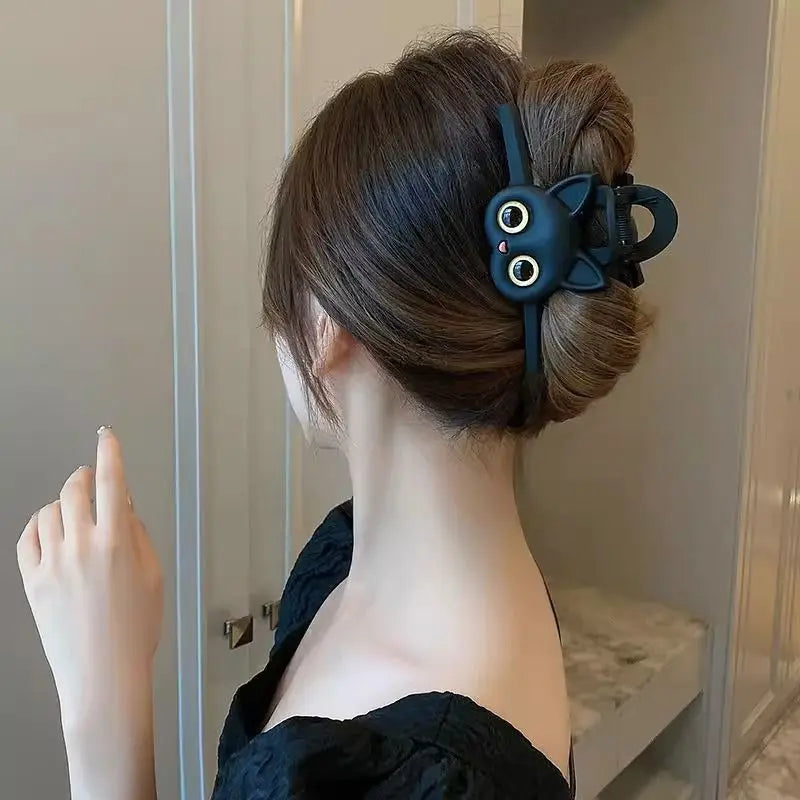 1pc Cute cat hair clip, women's new high-end shark clip, large hair tie, internet famous hairpin headband