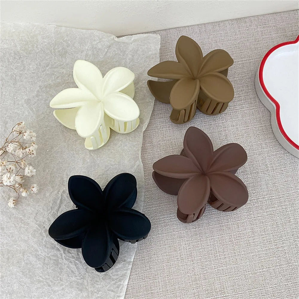 2Pcs Fashion Flower Hair Claws for Women Large Hair Clips Crab Clamps Frosted Ponytail Shark Clip Headdress Hair Accessories