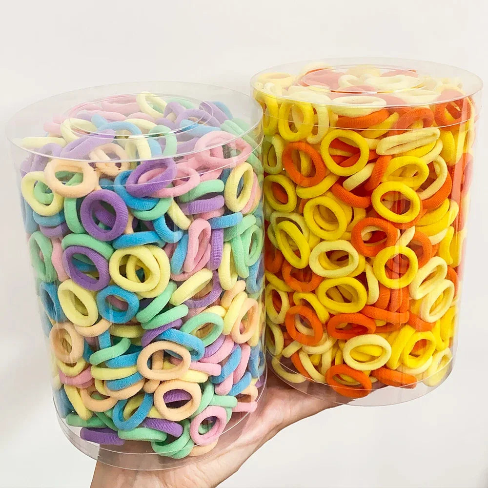 50PCS Colorful Basic Nylon Ealstic Hair Ties for Girls Ponytail Hold Scrunchie Rubber Band Kid Fashion Baby Hair Accessories