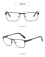 Blue Light Blocking Eye Protection Eyeglasses Men Square Metal Large Frame Reading Spring Leg Elderly Presbyopia Glasses
