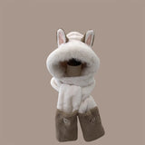 Winter new Firefox ears warm furry skiing scarf gloves one-piece hat children