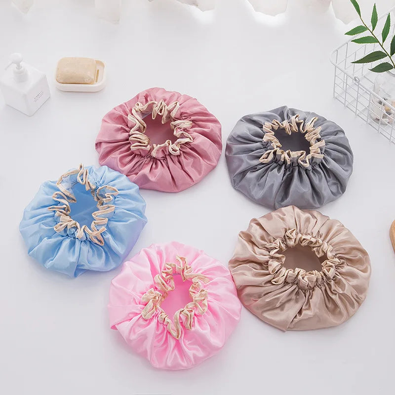 1Pcs Women's Elastic Band Satin Silky Bonnet Sleep Cap Hair Care Hair Dryers Female Hair Protect Bonnet Nightcap Satin Bath Cap