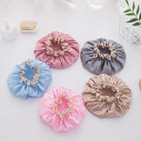 1Pcs Women's Elastic Band Satin Silky Bonnet Sleep Cap Hair Care Hair Dryers Female Hair Protect Bonnet Nightcap Satin Bath Cap
