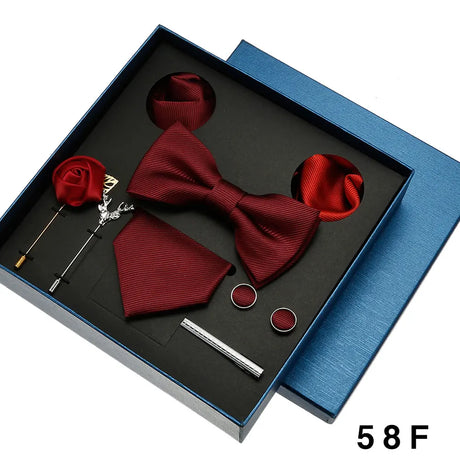 Tie Pocket Square Set Box Gift For Men Women Wedding Party Business Neck Tie Cufflinks Brooch Handky Solid Color Wholesale