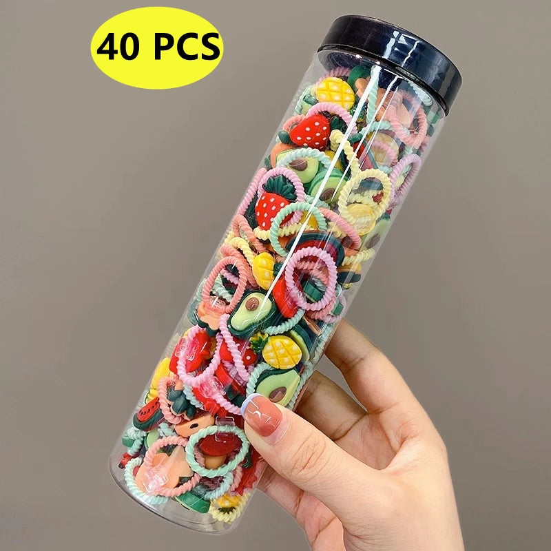 40PCS/10PCS Hair Accessories For Girl Elastic Hair Bands Cute Flowers Style Hair Ring Children Birthday Party Headdress Headwear