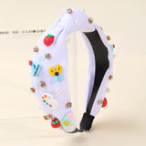 Knotted Wide Headbands Diadem For Back To School Pearls Pencil Hair Bands Kids Head Hoop Girls Children Daily Tiara Accessories