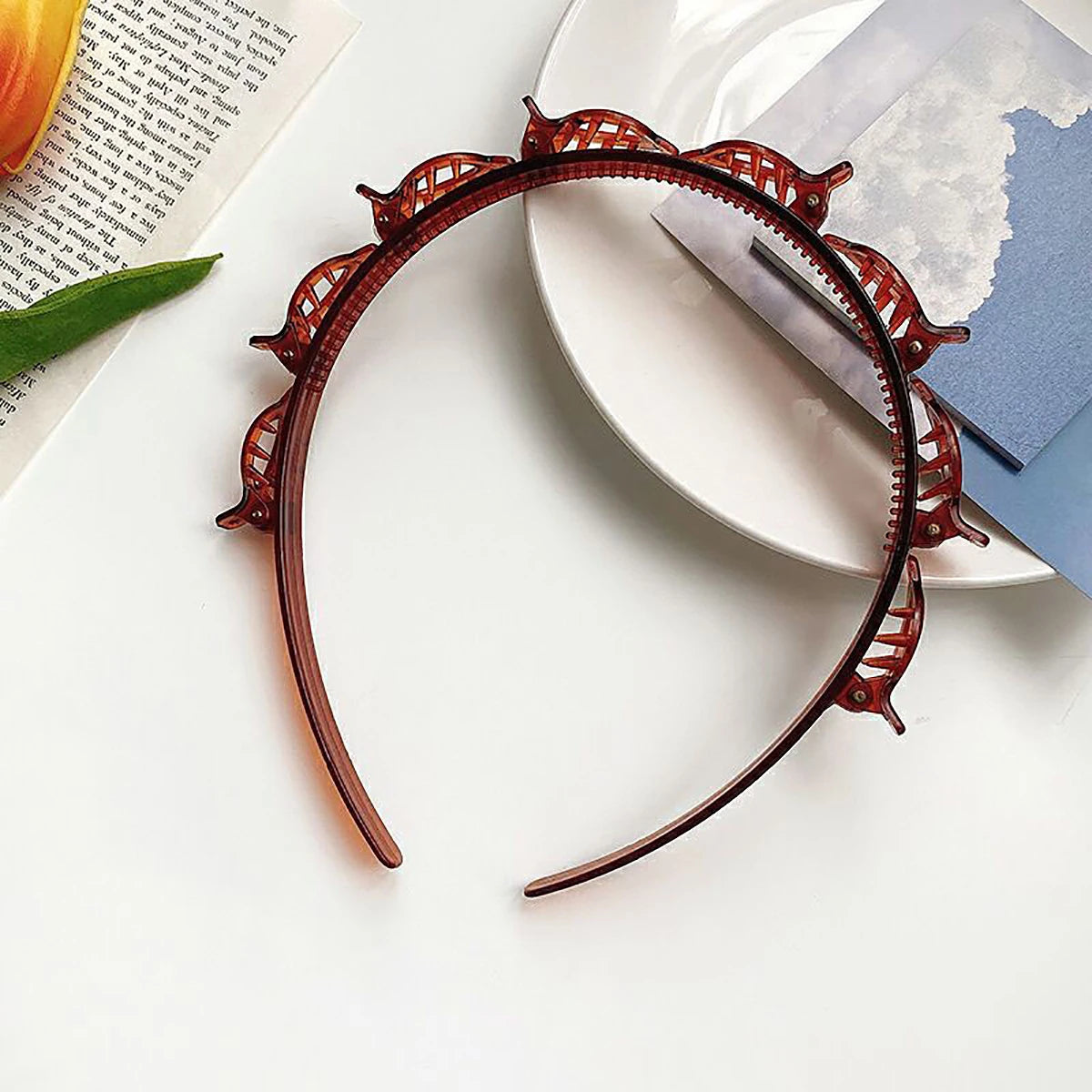 New Double Band Headbands for Women Hairstyle Fashion Non-Slip Hair Bands with Clips Bezel Hair Hoop Hair Headwear