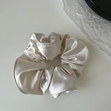 Korean Woman Large Elegant Satin Elastics Hair Band Solid Color Scrunchies Hair Ties Ladies Ponytail Hold Girls Hair Accessories