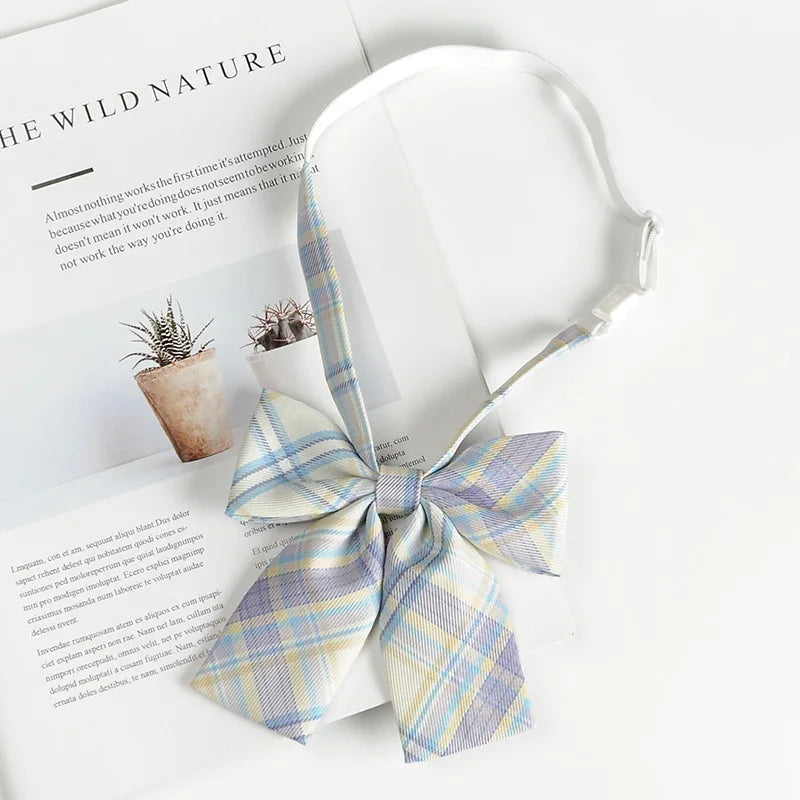 Fashion JK Bowtie Women College Student Collar Tie Cotton Plaid Bowknot Lolita Girls Adjustable Butterfly Anime Cosplay Cravat