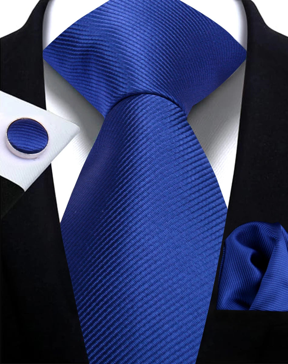 Corbata de marca de moda hecha a mano, sólida, con pañuelo y gemelos, para hombre, corbata, traje, camisa, accesorios de boda, regalos para hombre.
