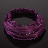 White Hair Elastic Hair Band Sequin Shiny Cloth Mother Hair Hoop Women Headband Korean Headwear Wide Hair Band Mesh Hairbands