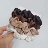3/4/5 PCS Elastic Bands Elegant Solid Color Satin Pleated Scrunchies Woman Strong Ponytail Hair Ties Accessories Wholesale