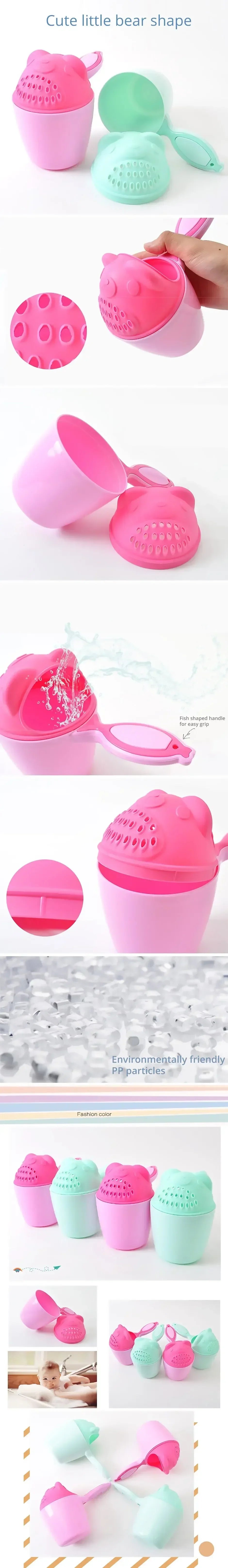 Baby Shower Toddle Shampoo Cup Cute Cartoon Baby Bath Spoons with Protect Kid Eyes Child Washing Hair Cup Kids Bathing Tool