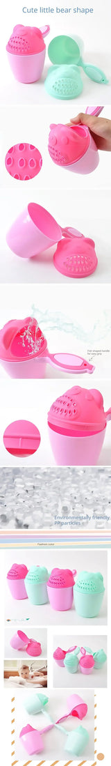 Baby Shower Toddle Shampoo Cup Cute Cartoon Baby Bath Spoons with Protect Kid Eyes Child Washing Hair Cup Kids Bathing Tool