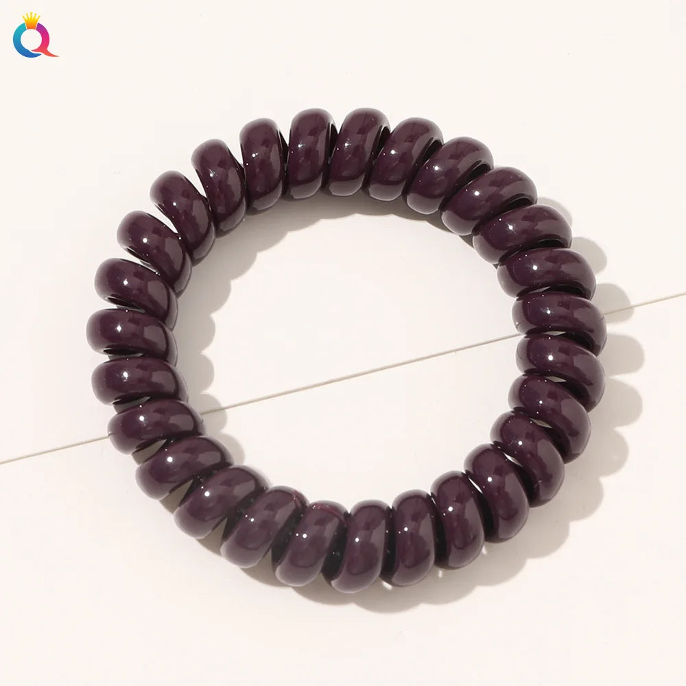 High Elasticity Telephone Coil Hairbands Women Spiral Hair Ties Girls Hair Rings Rope Solid Color Hair Accessories Gum Scrunchy