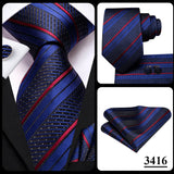 Black Red Striped Silk Wedding Tie For Men Handky Cufflink Gift Men Necktie Fashion Business Party Dropshiping Hi-Tie Designer