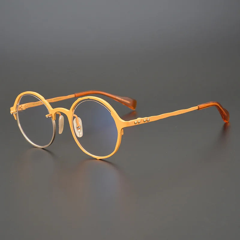 53160 Retro round pure titanium handmade glasses frame men and women irregular high-end optical frames