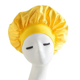 Soft Long Hair Care Bonnet Imitation Silk Solid Satin Satin Shower Caps Large Elastic Edge Wrap Night Sleep Hat for Women