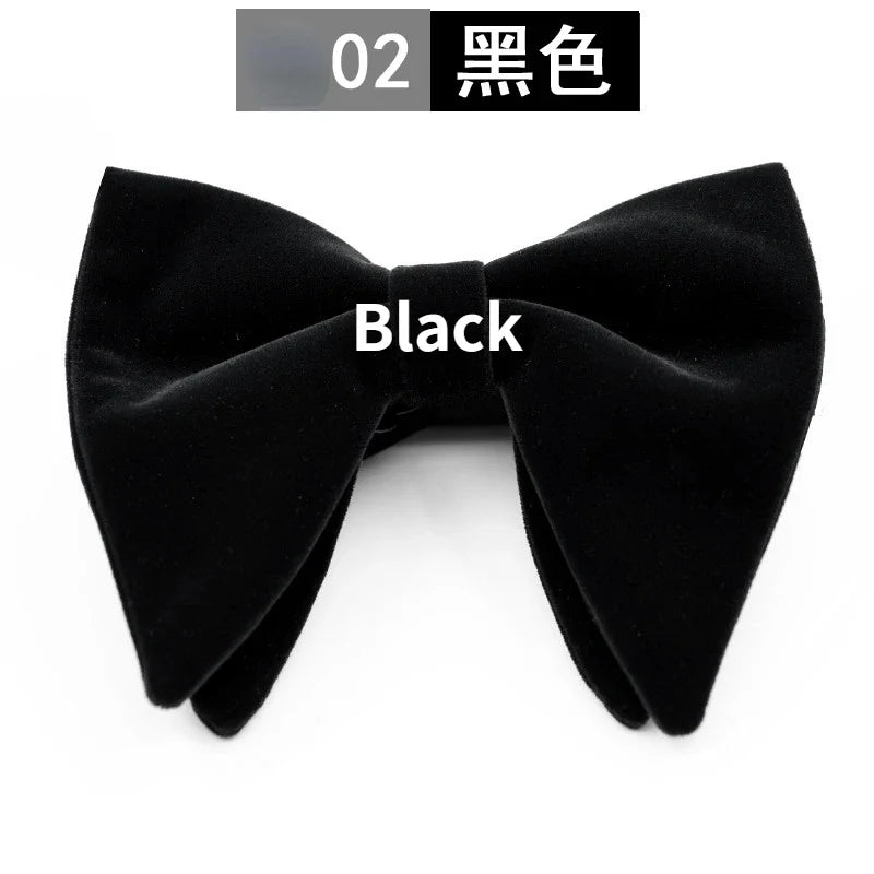 Men's Business Bow Tie Velvet  Royal Blue Burgundy Double Deck Big Bowtie Fashion New Mens Wedding Horns Bowties Gifts for Men