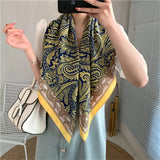 Female Foulard fashion Silk Square Scarf For Women 90*90cm Neck Hair Tie Band Designer Soft Neckerchief Hijab foulard en soie