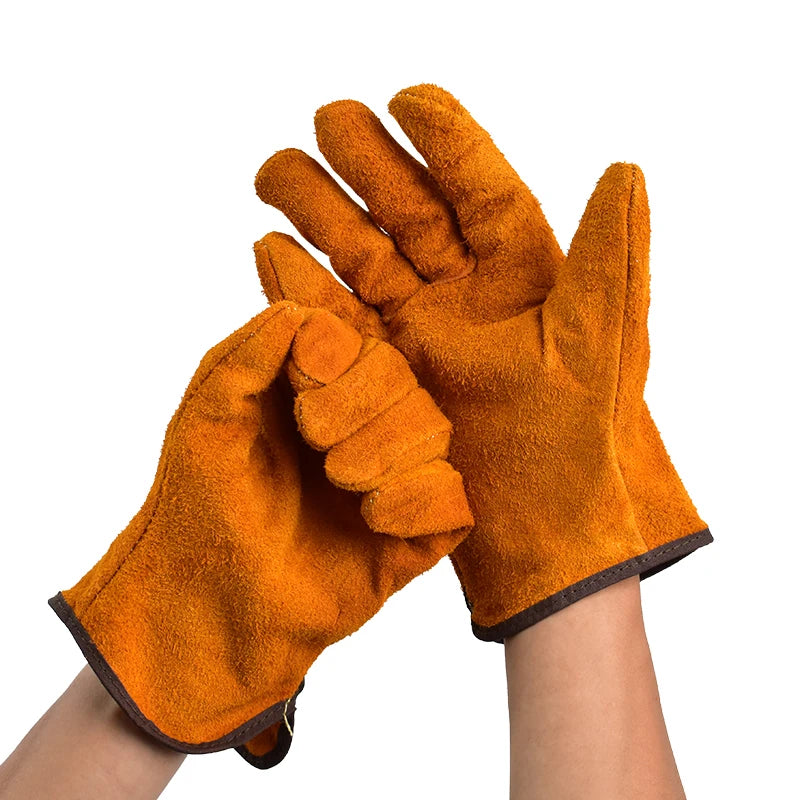 Labor Protection Cowhide Gloves Double-layer Yellow Safety Welding Wear-resistant Gloves Personal Protective Equipment