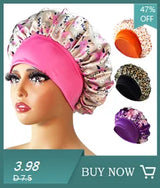 Women Satin Bonnet Cap Double Layer Silky Big Bonnet for Lady Printing Sleep Cap Head Wrap
