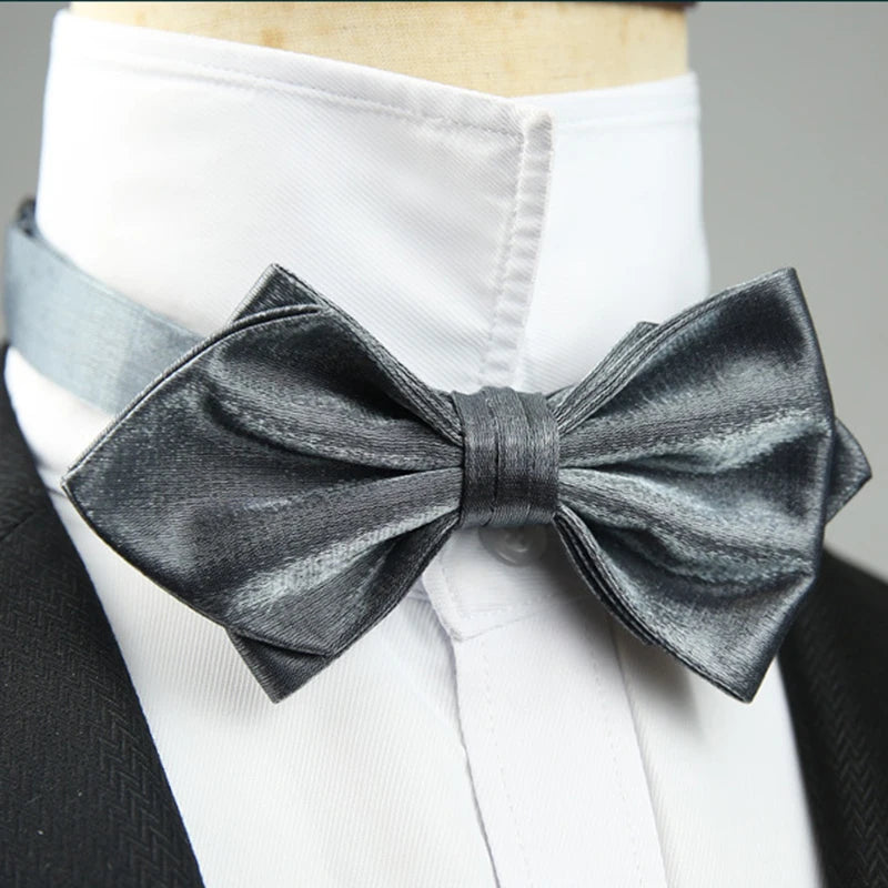 4 Styles Solid Color Black White Wine Bow Ties New Ribbon Gilded Butterfly Double Layered Wedding Party Bowknot Tuxedo Cravat