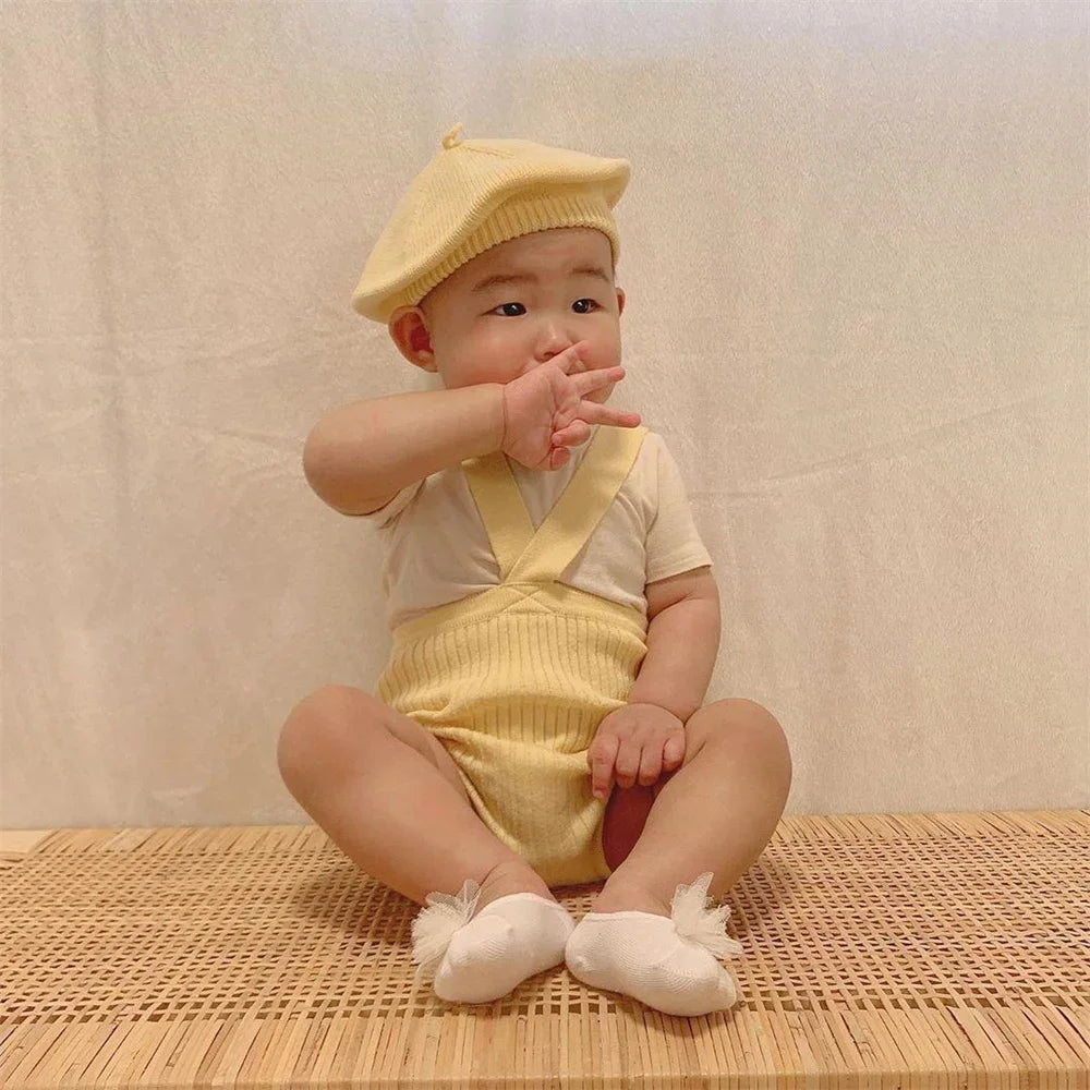 Fashion Cute Baby Knitted Beret Hat Solid Color Children's Warm Hats Autumn Winter Cap For Kids Outdoor Bonnet Accessories Gift