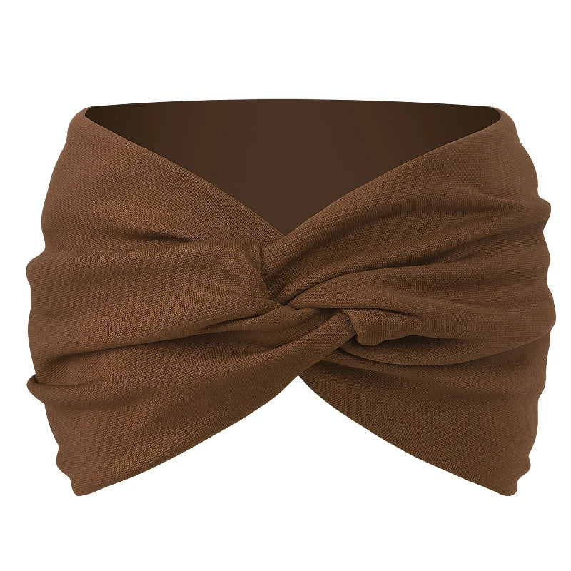 Women Solid Color Super Wide Headband Twisted Criss Cross Elastic Hairband Yoga Running Sports Non Slip Sweat Hair Accessories