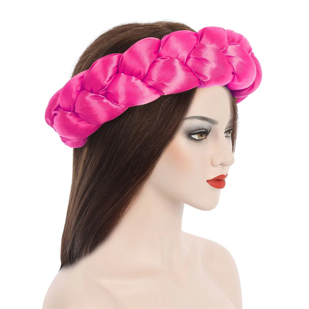 2025 Latest Satin Twist Braids Headband Elastic Headwear African Cap Nigerian Wedding Gele Women Turban Bandana Bandage Wrap Hat