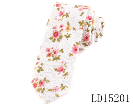 New Designer Print Ties Casual Narrow Necktie Ties for Men Hip-hop Party Floral Cotton Skinny Tie Cravat