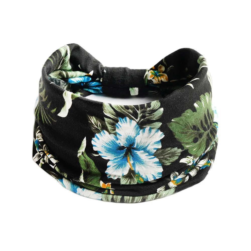Bohemian Wide Cotton Stretch Headbands Women Headwrap Turban Headwear Bandage Hairbands Bandana Wide Headbands Hair Accessories