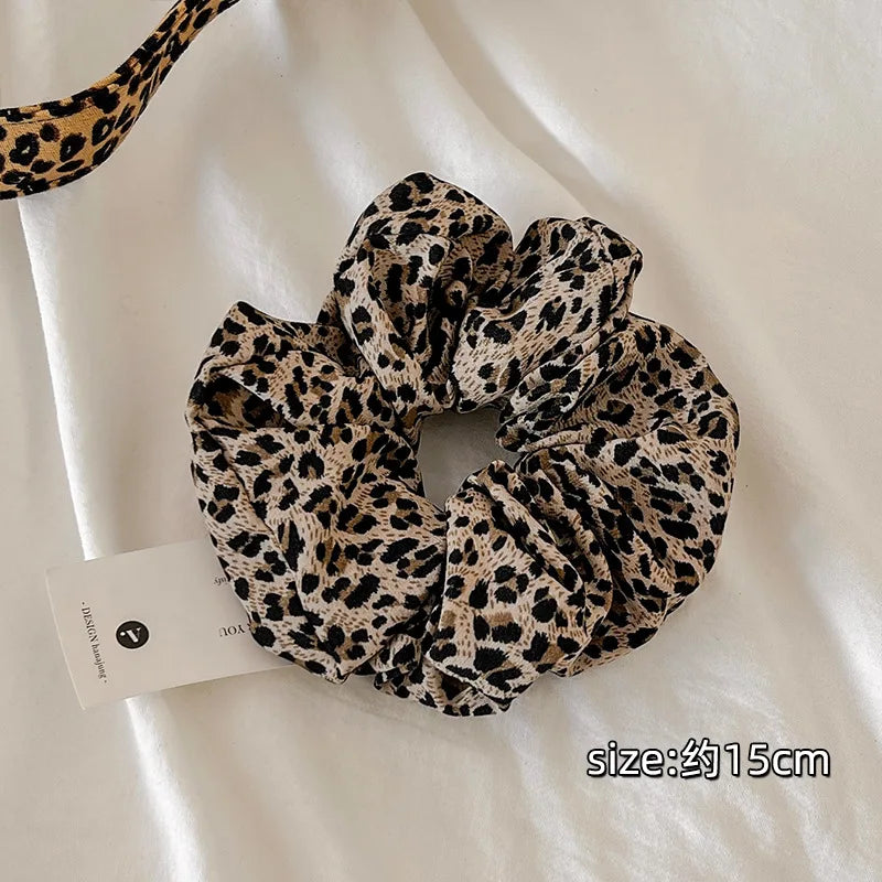 Leopard Print Scrunchies Hair Tie Hairs Rope High Elasticity Elastic Hairs Band Ponytail Holder Elegant Women Hair Accessories
