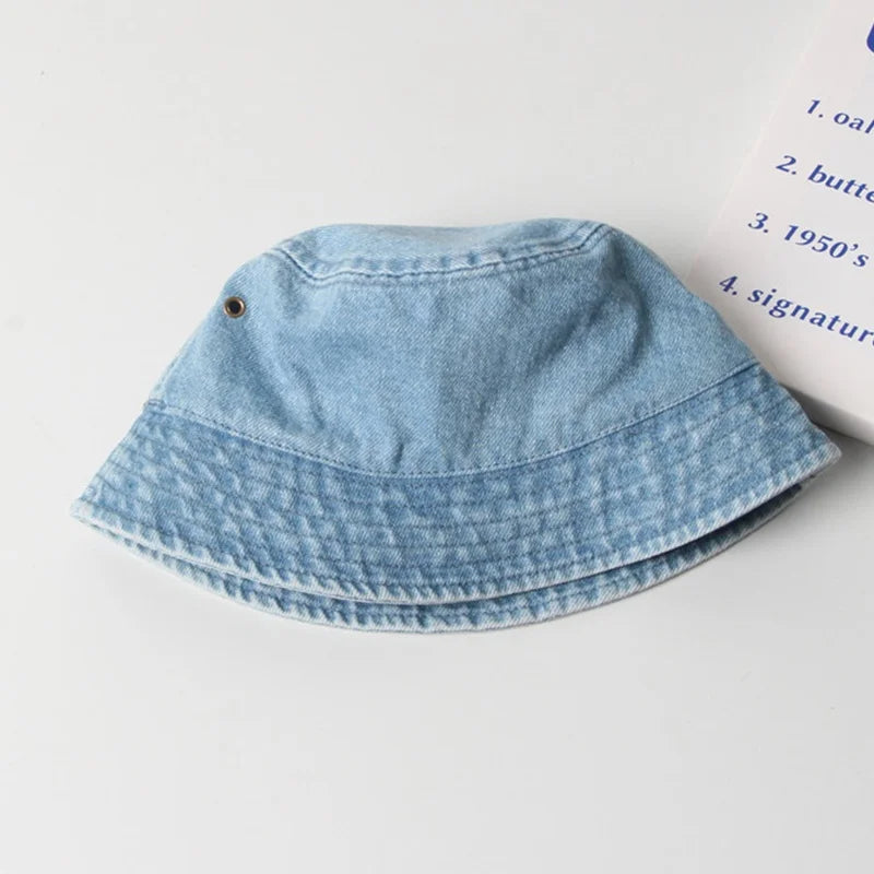 Baby Bucket Hats Cotton Washed Denim Children Cool Cap For Girl Boys Panama Fishing Hat Beanie Sun Protection Baby Accessories