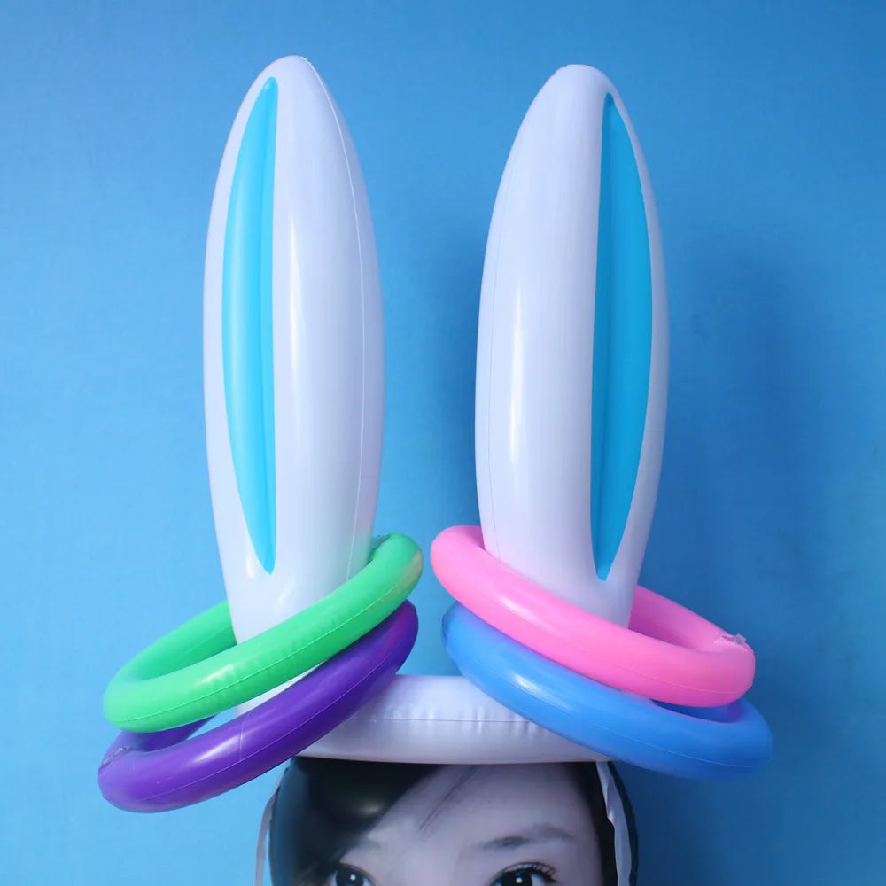 Fun Easter Throwing Game Inflatable Bunny Egg Rabbit Ears Hat Toss Game Kids Halloween Party Decor Favors Indoors Outdoors Games