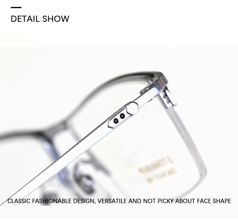 2023 New Titanium Half Frame Glasses Business Square Eyeglass Frames Myopia Hyperopia Prescription Eyeglasses Eyewear