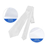 Men Blank Sublimation Tie Solid Color White DIY Heat Transfer Polyester Silky Necktie for Formal Wedding Party Business