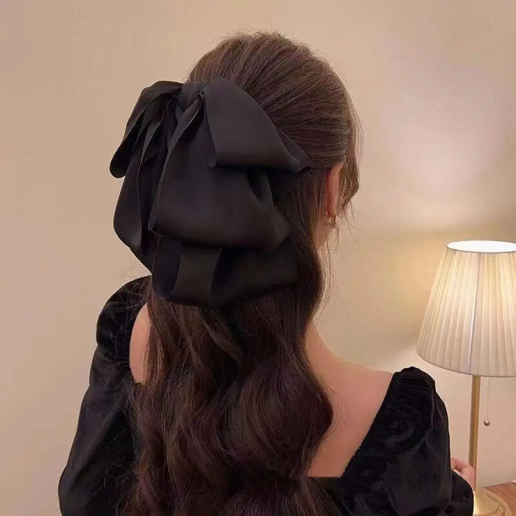 Hot Korean  Big Size Bow Hair Clip Claw Clamp Women  High Ponytail  Barrettes Headwear Girls Women Hair Accessories