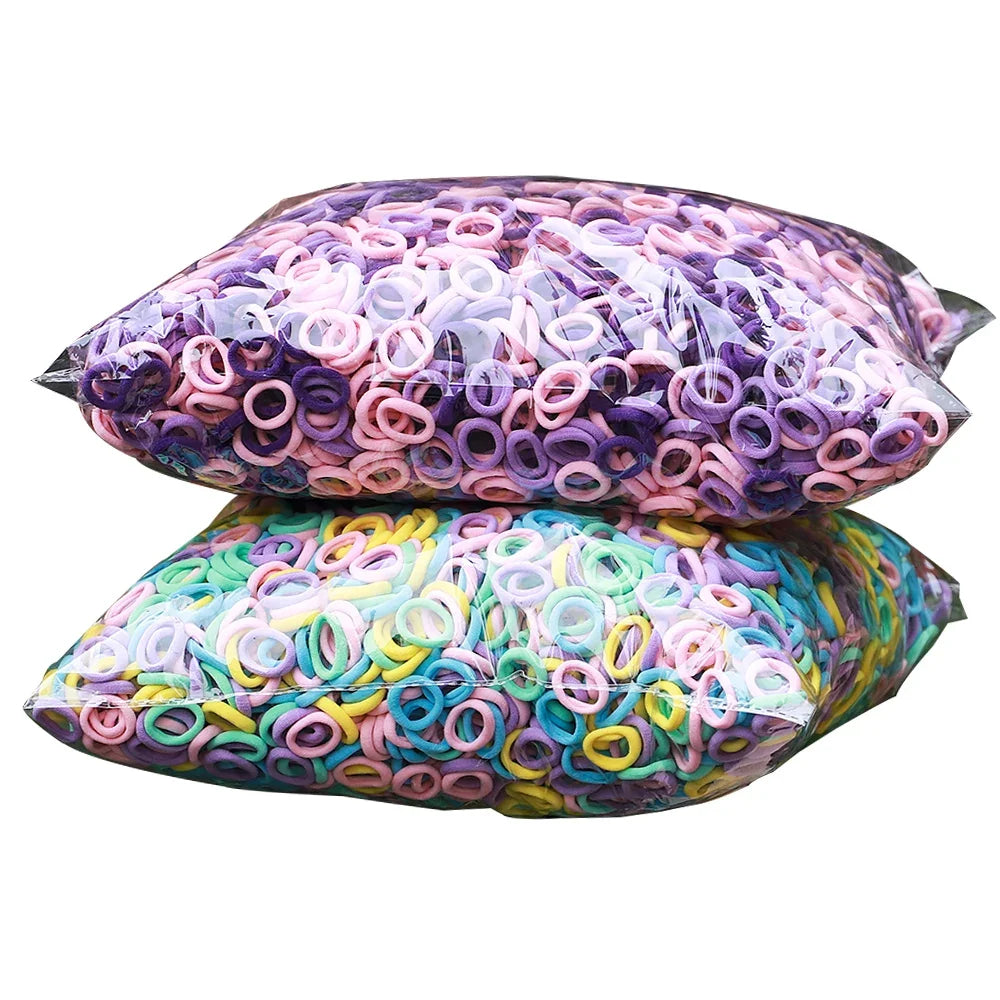 50PCS Colorful Basic Nylon Ealstic Hair Ties for Girls Ponytail Hold Scrunchie Rubber Band Kid Fashion Baby Hair Accessories